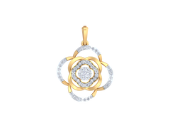 18K Gold & Diamond Floral Pendant Set KRK40121P
