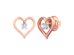 18K Gold & Diamond Solitaire Women Earring KSK044