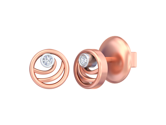 18K Gold & Diamond Solitaire Women Earring KSK054