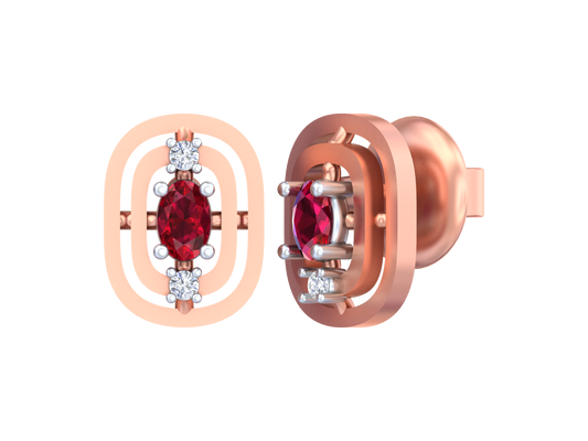 18K Gold & Diamond Women Gemstone Earring KSK060