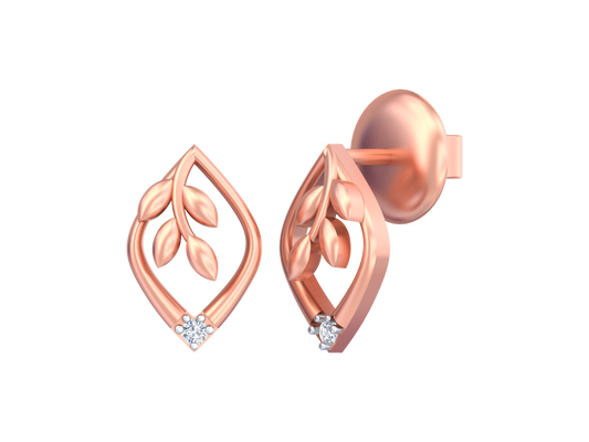 18K Gold & Diamond Solitaire Women Earring KSK063