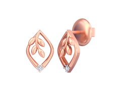 18K Gold & Diamond Solitaire Women Earring KSK063