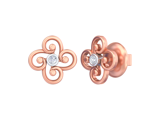 18K Gold & Diamond Solitaire Women Earring KSK071