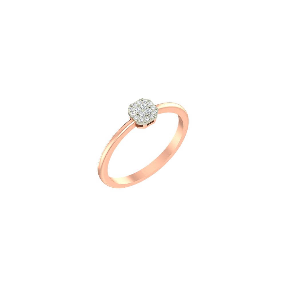 Minimal Hexagon Shape Gold and Diamond Ring - Kesav Diamond