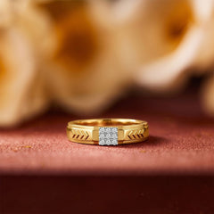 Gold & Diamond Band Ring For Men KRC20040