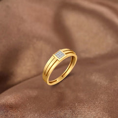 Gold & Diamond Band Ring For Men KRC20037