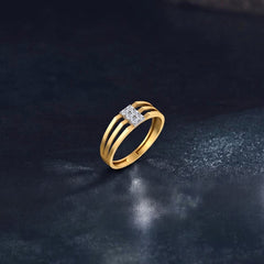 Gold & Diamond Band Ring For Men KRC20063