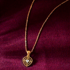 Gold & Diamond Heart Pendant Set KRB40228