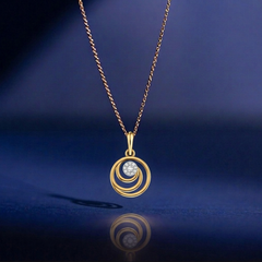 Gold & Diamond Swirl Pendant Set KRC40569