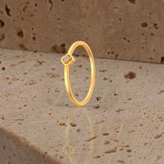 Gold & Diamond Solitaire Band Ring For Women KRC10368