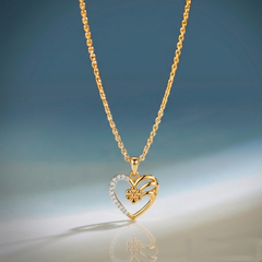Gold & Diamond Heart Pendant Set KRC40568