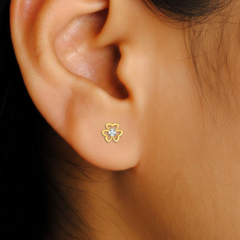 Floral Yellow Gold Diamond Earring close up shot| under 40k