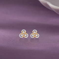Floral Yellow Gold Diamond Earring | under 40k