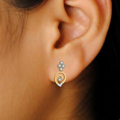 Yellow Gold Diamond Earring close up shot | under 40k