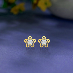Floral Yellow Gold Diamond Earring | under 40k