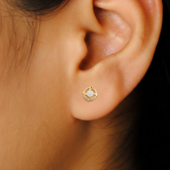 Yellow Gold Diamond Earring Close up Shot| under 40k