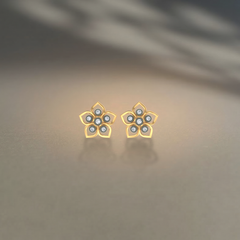Gold & Diamond Floral Stud Earring For Women KRB30032