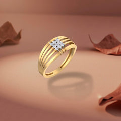 Gold & Diamond Band Ring For Men KRC20087