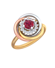 18K Gold & Diamond Gemstone Ring For Women KRB10461