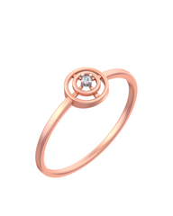 18K Gold & Diamond Solitaire Band Ring For Women KSK163