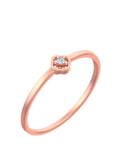 18K Gold & Diamond Solitaire Band Ring For Women KSK162