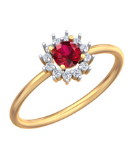 18K Gold & Diamond Gemstone Ring For Women KRB10116