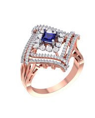 18K Gold & Diamond Gemstone Ring For Women KRI10594