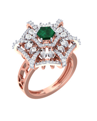 18K Gold & Diamond Gemstone Ring For Women KRI10589