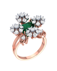 18K Gold & Diamond Gemstone Ring For Women KRI10588