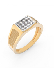 18K Gold & Diamond Band Ring For Men KRC60334