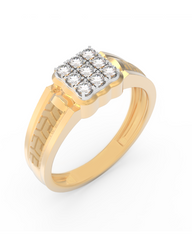 18K Gold & Diamond Band Ring For Men KRC60331
