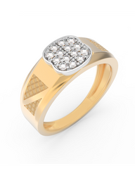 18K Gold & Diamond Band Ring For Men KRC60326