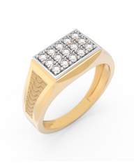 18K Gold & Diamond Ring For Men KRC60325