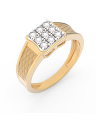 18K Gold & Diamond Band Ring For Men KRC60323