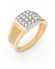 18K Gold & Diamond Band Square Ring For Men KRC60321