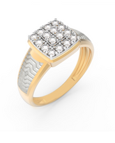 18K Gold & Diamond Square Ring For Men KRC60319