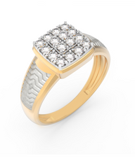 18K Gold & Diamond Square Ring For Men KRC60319