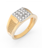 18K Gold & Diamond Square Ring For Men KRC60317