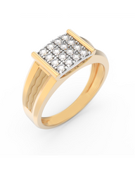 18K Gold & Diamond Square Ring For Men KRC60311