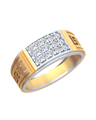 18K Gold & Diamond Band Ring For Men KRB60265