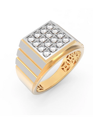 18K Gold & Diamond Square Ring For Men KRC60263