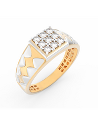18K Gold & Diamond Band Ring For Men KRC60260