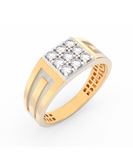 18K Gold & Diamond Band Ring For Men KRC60261