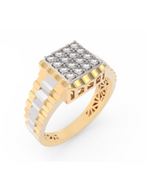 18K Gold & Diamond Square Ring For Men KRC60252