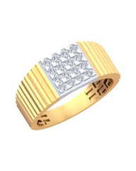 18K Gold & Diamond Square Ring For Men KRB60153