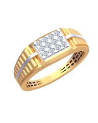 18K Gold & Diamond Band Ring For Men KRB60149