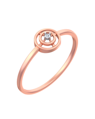Gold & Diamond Solitaire Band Ring For Women KRC10369