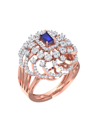 18K Gold & Diamond Gemstone Ring For Women KRI10593