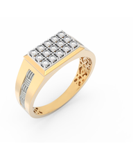 18K Gold & Diamond Band Ring For Men KRC60126