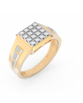18K Gold & Diamond Square Ring For Men KRC60129